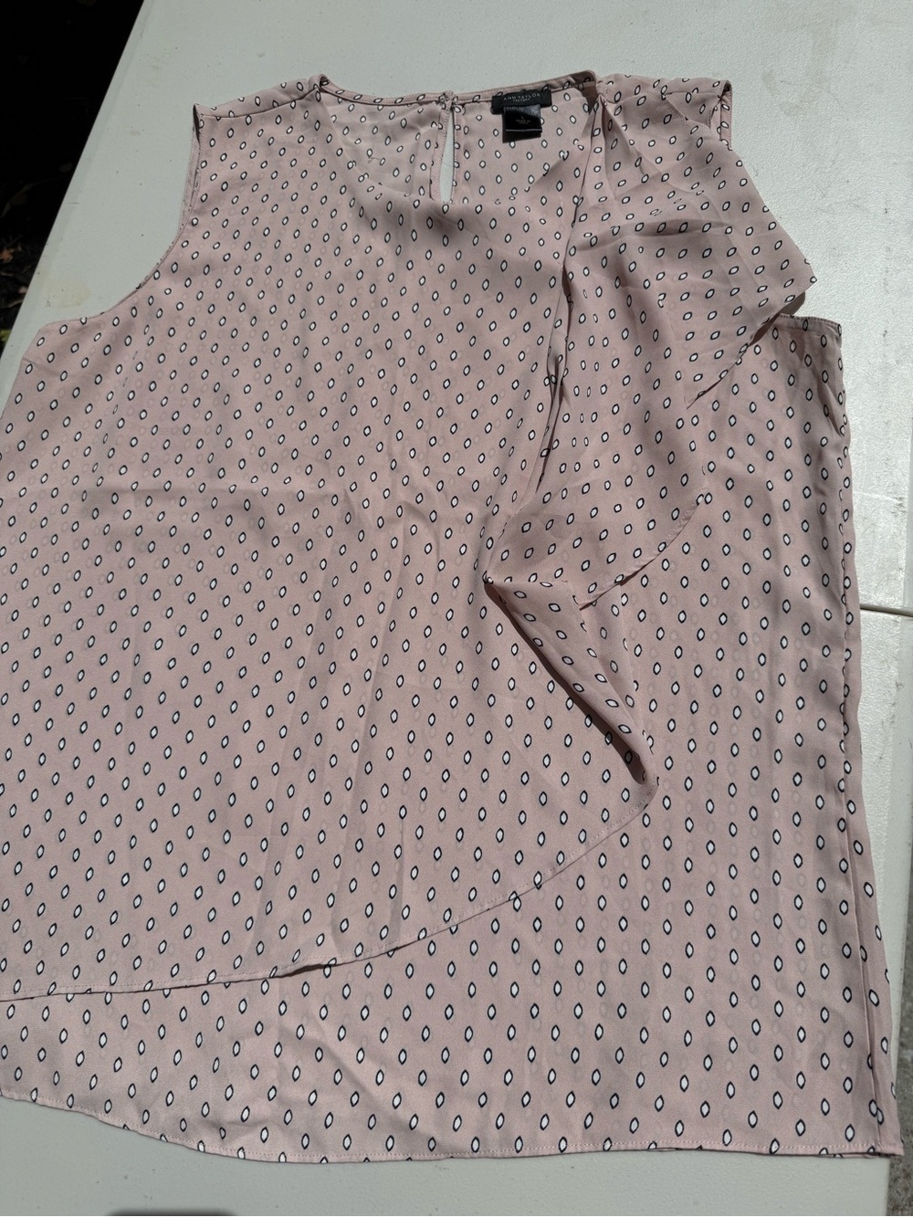 Ann Taylor Factory Blush Pink Sleeveless Ruffle Blouse
